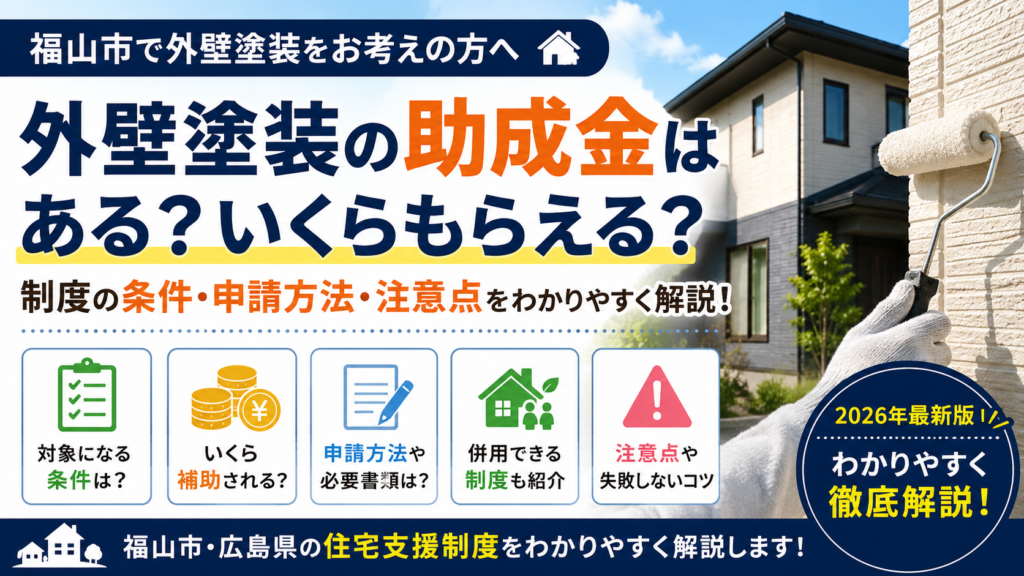 【福山市】外壁塗装助成金の最新情報|いくらもらえる?申請条件は?