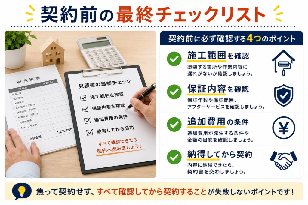 外壁塗装を契約する前の見積書最終チェック