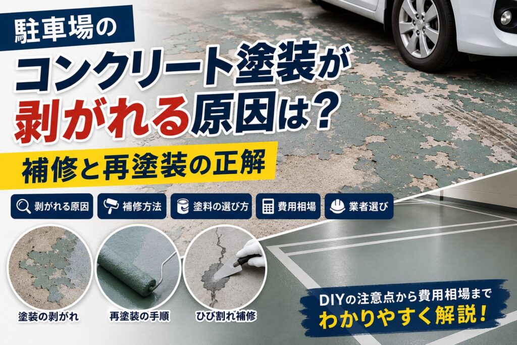 駐車場のコンクリート塗装が剥がれる原因は？補修と再塗装の正解