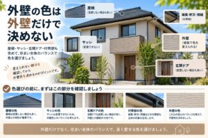 外壁塗装の色を屋根・サッシ・玄関ドア・雨樋・破風などとのバランスで決めるポイント