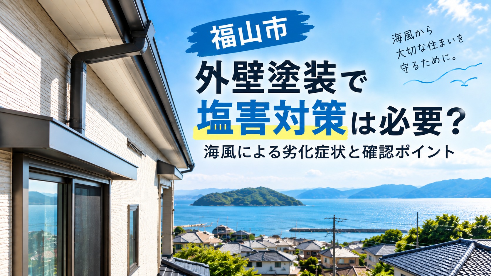 【福山市】外壁塗装で塩害対策は必要？海風による劣化症状と確認ポイント