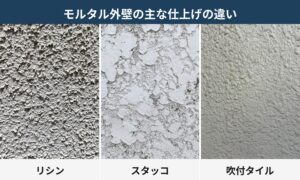モルタル外壁のリシン・スタッコ・吹付タイルの違い