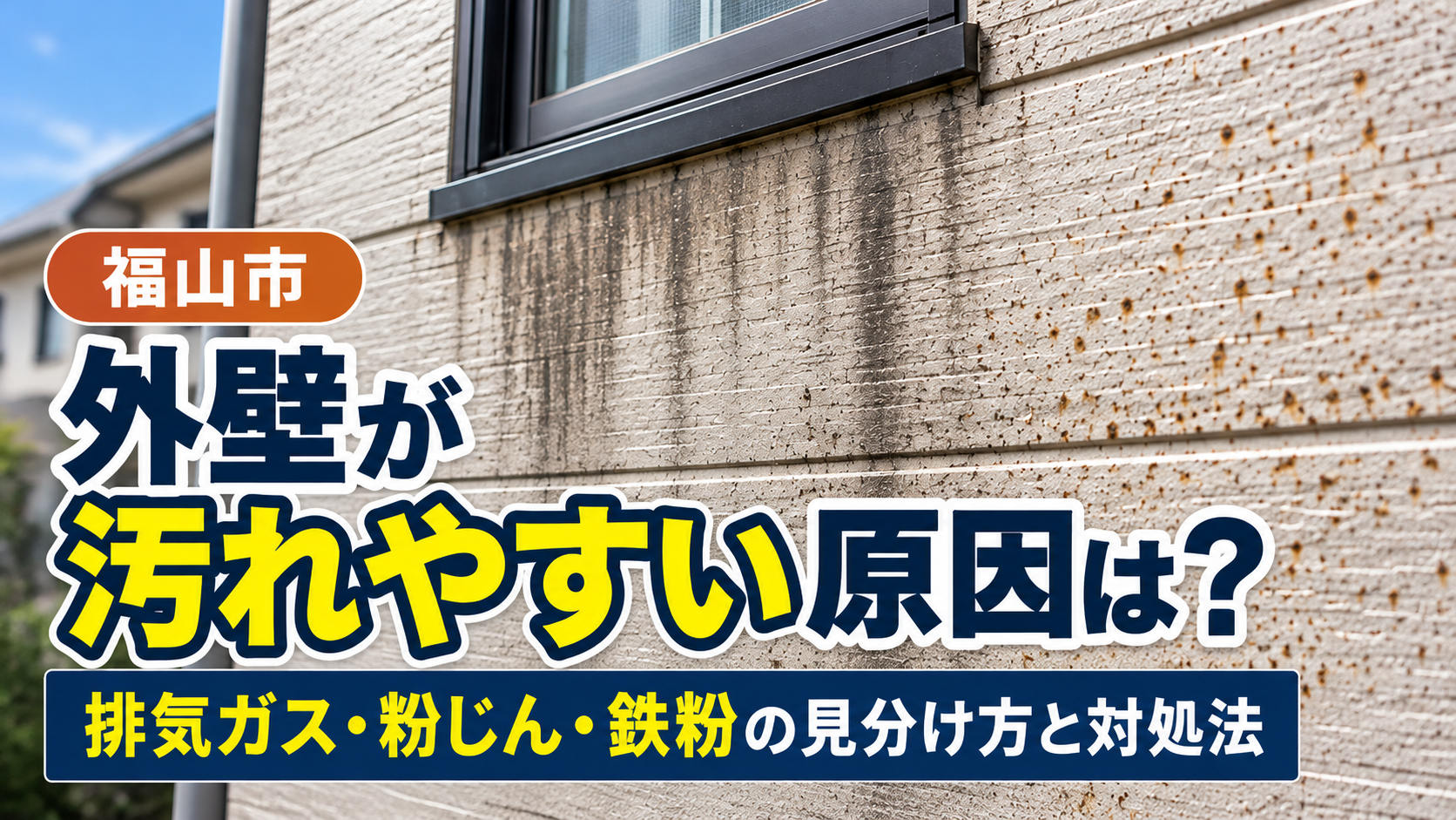 福山市で外壁が汚れやすい原因は？排気ガス・粉じん・鉄粉の見分け方と対処法